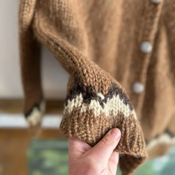 Rare True Vintage 1950’s Icelandic Fair Isle Sweater Aberdeen Jumper Cardigan - Picture 4 of 6